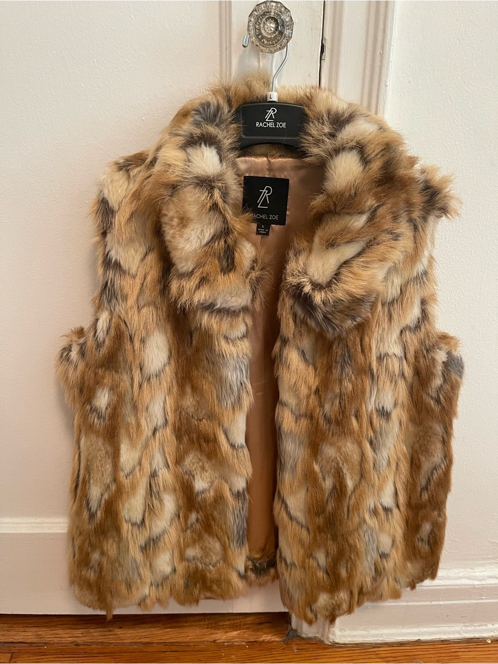 Rachel Zoe Faux Fur Vest in Brown & Tan (Size L)